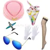 Cosplay de Aeromoça Mais Quente da Amazon Pronto para Baile de Máscaras Traje Pronto Peça Única Chapéu Óculos de Sol Lenço de Seda Broche