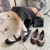 Zapatos Estudiantiles Redondos Estilo Francés con Faldas, Zapatos de Salón Dulces Estilo Japonés para Mujer, Populares Retro 2025 Mary Jane Zapatos Pequeños de Cuero para Mujer