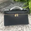 Bolsa Térmica para Marmita 27 para Comércio Exterior Transfronteiriço com Padrão de Lichia Fivela Dourada Bolsa Caixa Couro Genuíno Simples e Estilosa Bolsa de Ombro Transversal
