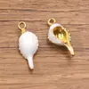 4 Tipos de Acero Inoxidable 304 Dorado Electroplateado al Vacío Esmalte Goteo de Aceite Encanto Encanto Marino Concha Caracola Colgante