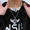 Collar con Colgante de Corazón con Alas de Hip Hop Europeo y Americano Transfronterizo, Micro-pavimentado con Circonita, Personalizado Sólido, Marco de Fotos Hip Hop