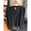 Camiseta Retro de Rayas con Cuello en V Holgada de Manga Larga Estilo Old Money para Hombres y Mujeres Moda Otoño Versátil Casual Capa Base Transpirable
