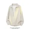Chegada Nova Outono 2026 Estilo Hong Kong Branco Tamanho Grande Falso Duas Peças Camisa de Manga Longa M-5X HC26734-TeP23