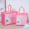 Bolsas de ropa personalizables con temática de conejitos lindos, fabricadas con tela no tejida laminada y engrosada, con impresión de logotipo y publicidad 3D para fines de compra