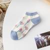 Calcetines Calcetines de Verano para Mujer Calcetines Finos a Rayas Azules Algodón Absorbente de Sudor Estilo Universitario Coreano Calcetines de Barco de Boca Baja Calcetines para Mujer