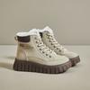 Botas Martin de caña alta con forro polar, estilo coreano, nuevas botas Martin de invierno 2024 para estudiantes femeninas, zapatos casuales de algodón de calle cálidos con suela gruesa