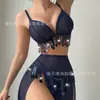 2026 Nuevo Estilo Sujetador con Cinturón de Danza del Vientre Lentejuelas con Decoración de Borla en la Cintura Conjunto de Lencería Sexy al por Mayor