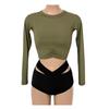 Directo de Fábrica Nuevo Bikini Sexy Adelgazante Cintura Alta Cubre Vientre Simple Manga Larga Protector Solar Conservador Traje de Baño Dividido Mujer