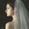 Velo de Novia de Perlas de Alta Calidad Mori Súper Hada Blanco Doble Capa Licencia de Propuesta Accesorios para Fotos de Tour Tocados de Boda