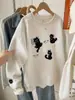 Sudadera con capucha bordada de gato estilo coreano estilo perezoso para mujer talla grande holgada mm gorditas Top de sudadera popular para mujer A6459
