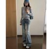Jeans Bootcut Azul Claro para Mujer Verano 2025 Nuevo Estilo Holgados Estilizan Pierna No se Pegan Pierna Pequeños Pantalones Acampanados de Cintura Baja