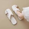 Mules Fechadas de Solado Macio Estilo Francês para Mulheres, Novas Sandálias Rasteirinhas de Couro para Escritório, Primavera/Verão 2025, para Mulheres