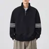 Moletom de Outono 2025 Mais Vendido Estilo Hong Kong Moda Zíper Meio, Gola Alta, Manga Longa, Estiloso e na Moda para Adolescentes, Versátil