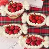 Caixa para Bolo de Morango de Ano Novo Caixa para Doces em Formato Descartável Mousse Caixa para Sobremesa do Festival da Primavera para Levar Caixa de Embalagem para Corte de Frutas