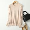 Suéter de Mezcla de Seda y Cachemira para Mujer Clásico Color Caramelo Base de Seda de Morera Camisa Superior de Punto de Manga Larga Cuello Redondo