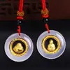 Colgante de jade con incrustaciones de oro calcedonia ágata con incrustaciones de oro para correr a tiempo Guanyin Buda hombres y mujeres parejas tienda de oro regalos