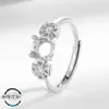 Anel Feminino de Ouro Branco Porta Vazio Anel Aberto de Cobre Porta para DIY Zircônia Octogonal Lapidação Rosa Imitação Prata 925