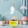 Novo brinquedo para gato: dispensador de comida autobalanceado, autoentretenimento e alívio do tédio, vara com pena e sino para provocar gatos, suprimentos para animais de estimação no atacado