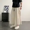 Pantalones Cropped Sueltos de Estilo Hanfu de Moda para Hombre, Pantalones Casuales Rectos de Talla Grande, Pantalones Anchos de Seda de Hielo de Verano