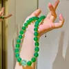Conjunto de Pulseira e Colar com Design de Crisoprásio Natural de Alta Qualidade, Transparente como Gelo, 10mm