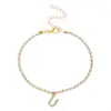 Venta Caliente de Amazon Moda Simple Diamantes de Imitación Circonita Diamante Letras Tobillera Calzado Vacaciones en la Playa Joyería de Tobillera