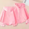 Moletom com Capuz Infantil Estilo Novo Primavera e Outono Zíper Solto Versátil Top Curto Cor Sólida Jaqueta Casual Roupa Infantil