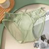 Ropa interior sexy de encaje para niña, gusano de seda de morera, entrepierna, malla transpirable de satén, cómoda, tiras cruzadas, funda, bragas para mujer