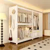Estante Armario Habitación de Alquiler para el Hogar Almacenamiento de Ropa Montaje Sencillo de Pie Multifuncional Perchero de Acero Abierto