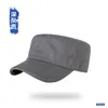 Chapéu Plano de Algodão Liso para Homens, Boné Militar Estilo Coreano Oversized, Chapéu Versátil para Meia-Idade e Idosos, Chapéu de Sol Fashion para Atividades ao Ar Livre
