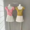 Calça Pantalona de Acetato Cetim Imitação Lua Suave para Mulheres, Cintura de Renda de Verão, Saia Versátil Emagrecedora, Cor Sólida Cáqui