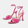 Sandalias Planas de Color Sólido para Mujer con Tacón Alto, Tiras Elásticas y Punta Cuadrada, Tacones Altos Finos
