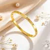 Pulsera transfronteriza de acero de titanio europea y americana para mujer, circonita, joyería versátil de acero inoxidable de alta gama de 4 mm, incrustada con diamantes, chapado en oro real