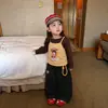 Ropa Infantil Japonesa Coreana 026 Otoño Nuevo Estilo Camiseta de Tirantes de Niña con Mangas Largas Colgante para Superponer Jeans Elegantes para Niños Pequeños