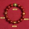 Pulsera Zodíaco 2025 Cinabrio Doce Zodíaco Arena Dorada Púrpura Sutra del Corazón Pulsera de un Círculo Modelo para Parejas Año de la Serpiente Hombres y Mujeres