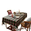 Toalha de mesa xadrez verde e vermelha de Natal com franjas, toalha de mesa retrô estilo americano para feriados, toalha de mesa de tecido para decoração de festa no atacado