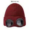 Gorro de punto para protección ocular de otoño e invierno para hombres y mujeres, gorro de lana grueso y cálido, gorro para clima frío que adelgaza la cara, gorro con gafas de aviador