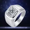 Anillo de Hombre de Boda de Lujo de Platino pt950 con Moissanita Imitación Oro de 18K Chapado en 2 Quilates Rudo Agresivo
