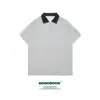 Camiseta Gola Alta Meio Zíper Manga Curta Estilo Americano Color Block para Homens, Nova Primavera/Verão Vintage Estilo College Versátil Casual Camisa Polo