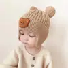 Chapéus para Bebês e Crianças Pequenas para Outono e Inverno Aconchegantes Fofos de Sapo Masculinos e Femininos Chapéus de Lã Tricotados à Prova de Vento e Quentes Chapéus de Puxar