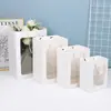 Bolsas de Regalo Espesas con Ventana Transparente en Stock, Bolsas de Papel con Ventana para Regalo del Día de San Valentín al por Mayor, Empaque para Ramos de Flores