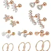 Brincos de Zircônia com Fio Amazon para Mulheres Aço Inoxidável Joias para Piercing Brincos Osso da Orelha Cartilagem Tragus