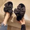 Zapatillas de Malla con Lazo Estilo Chica Dulce para Dormitorio Suela Suave de Felpa Antideslizantes Estilo Dung Cotton