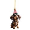Decoração de Carro Dachshund Divertida de Natal Transfronteiriça Pingente Acrílico Plano Pingente para Interior de Carro