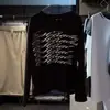Camiseta informal de moda Y2K retro americano gótico estilo oscuro punk con estampado de letras, cuello redondo, manga larga