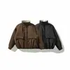 Yidao Vintage 2026 Inverno Novo Estilo Japonês Roupa de Trabalho Bolso Grande Jaqueta de Algodão Masculina Solta Gola Alta Curta Engrossada