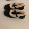 Zapatos de Algodón Todo Incluido con Tacón Grueso para Mujer 2025 Otoño e Invierno Nuevos Estilo Francés Retro Punta Cuadrada Estampado de Leopardo Forro de Felpa Mary Jane Zapatos de Piel Sintética con Pelo
