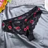 Venta Directa Europea y Americana Amazon Estampado de Labios Levanta Glúteos Delgados Bordados para Mujer Comercio Exterior Encaje Tanga Fabricante Tallas