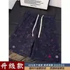 Marca Moderna Americana Rascally Cool Pantalones Cortos Tie-Dye Negros para Hombre Verano Corte Inclinado Bordado Sueltos Deportivos Casuales Venta al por Mayor