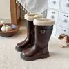 Botas para Niños Niños 2026 Otoño Nuevas Botas de Moda con Suela Gruesa Calientes con Felpa Botas de Caña Alta Engrosadas Versátiles Botas de Algodón
