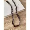 Lenço de Seda Cor de Café com Estampa Paisley Único para Mulheres, Colar Simples Versátil com Contas, Corrente Artística Retro para Clavícula com Personalidade